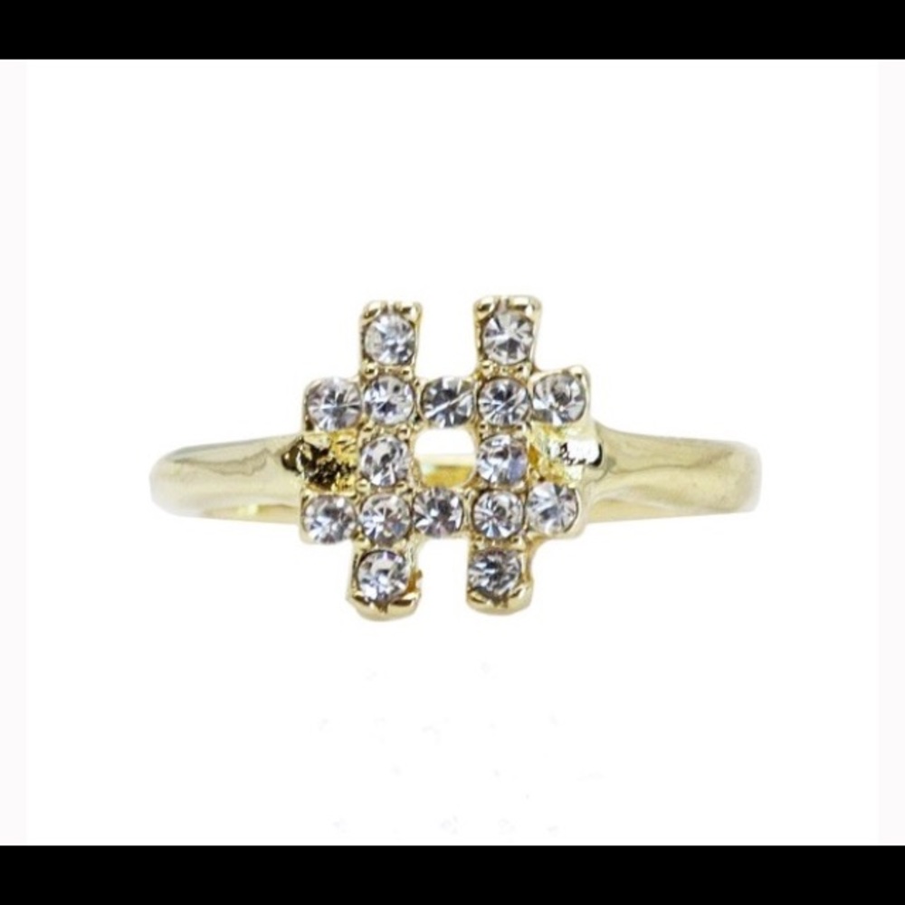 18k Czech Crystal Hashtag Ring